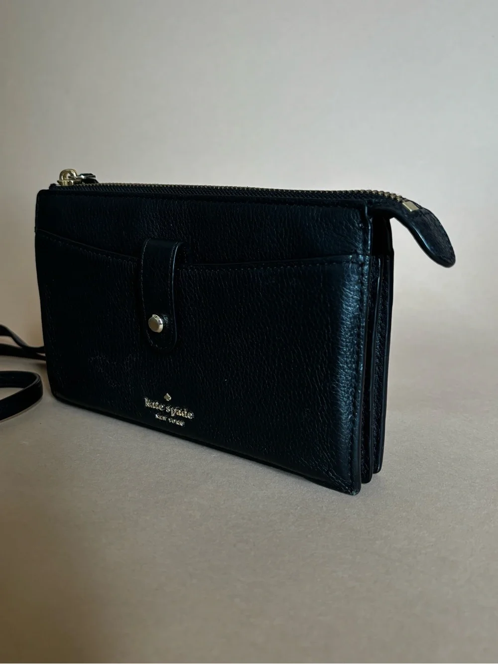 kate spade Black Leather Crossbody Card Wallet